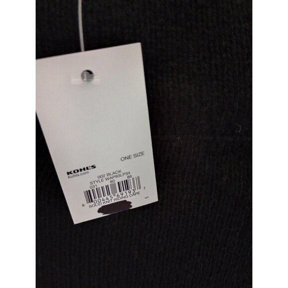 APT. 9 Black Riding Cape Closed Knit Neck Clasp and Buttons One Size Fits Most - Picture 8 of 10